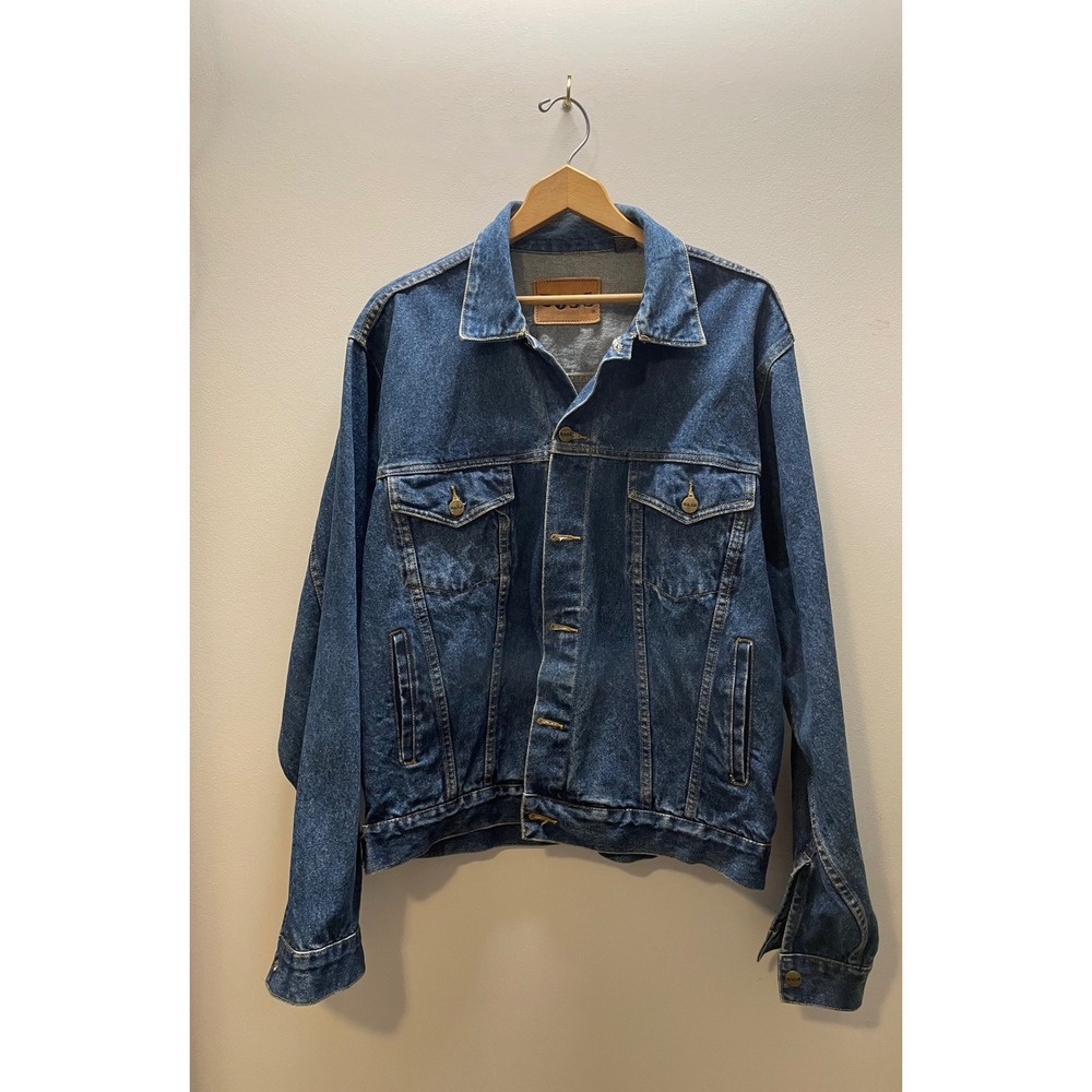 Vintage Boss Mens Denim Trucker Jean Jacket Blue Cotton XL 90's Urban wea